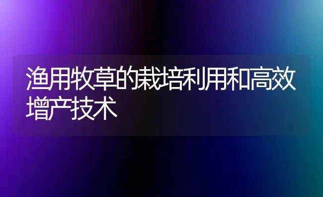 渔用牧草的栽培利用和高效增产技术 | 养殖知识