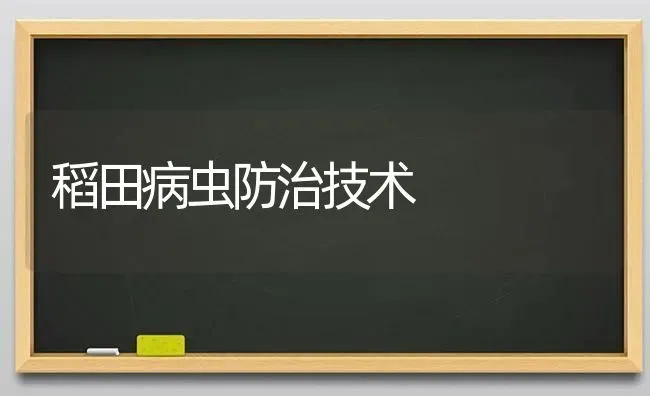 稻田病虫防治技术 | 养殖技术大全