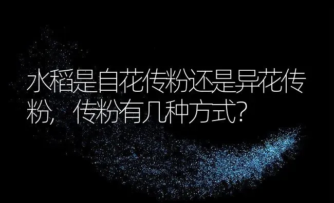 水稻是自花传粉还是异花传粉,传粉有几种方式？ | 养殖科普