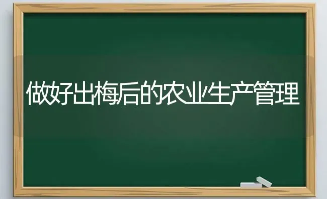 做好出梅后的农业生产管理 | 养殖知识