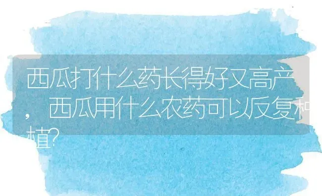 西瓜打什么药长得好又高产,西瓜用什么农药可以反复种植？ | 养殖科普