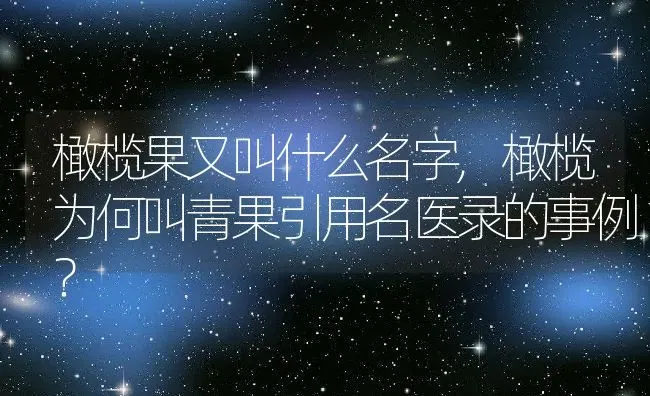 橄榄果又叫什么名字,橄榄为何叫青果引用名医录的事例？ | 养殖科普