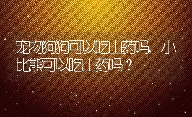 宠物狗狗可以吃山药吗,小比熊可以吃山药吗？ | 养殖科普