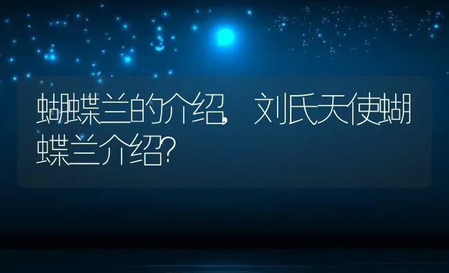 蝴蝶兰的介绍,刘氏天使蝴蝶兰介绍？ | 养殖学堂