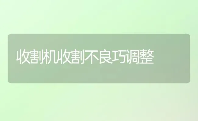 收割机收割不良巧调整 | 养殖技术大全