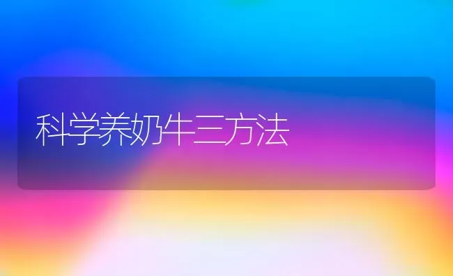 科学养奶牛三方法 | 养殖技术大全