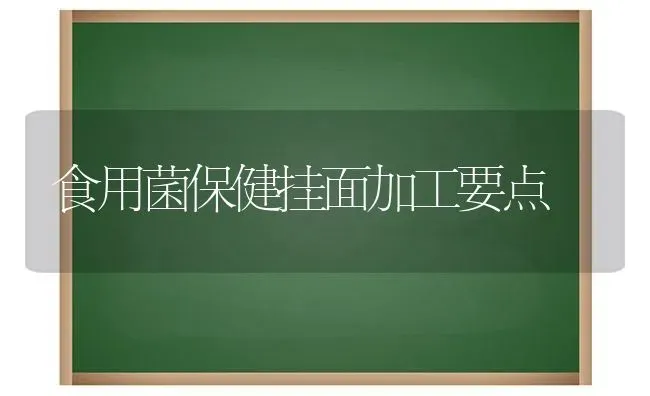 食用菌保健挂面加工要点 | 养殖技术大全