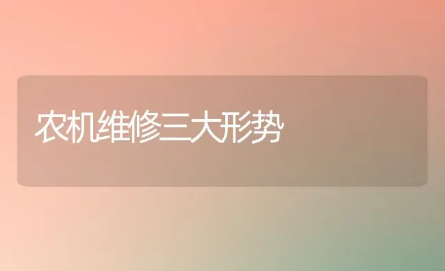 农机维修三大形势 | 养殖技术大全