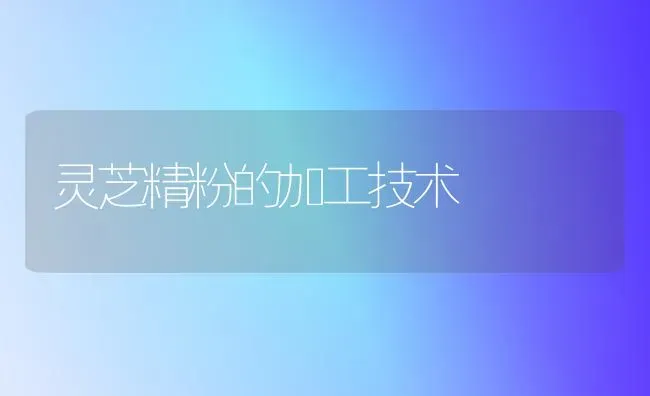 灵芝精粉的加工技术 | 养殖技术大全