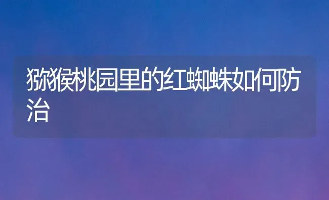 猕猴桃园里的红蜘蛛如何防治 | 养殖技术大全
