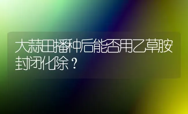 大蒜田播种后能否用乙草胺封闭化除? | 养殖知识