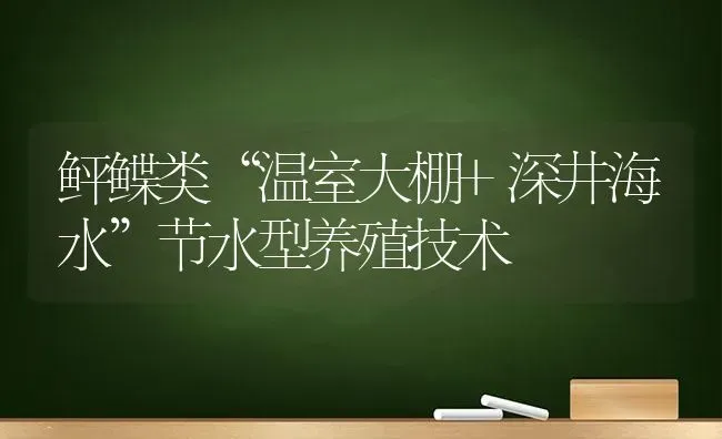 鲆鲽类“温室大棚+深井海水”节水型养殖技术 | 养殖知识