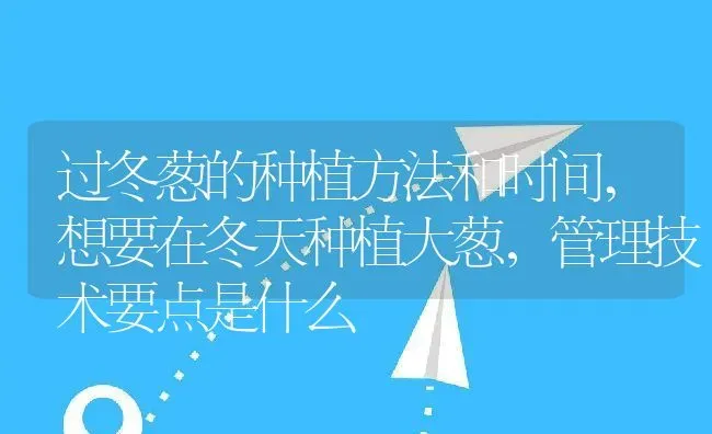 过冬葱的种植方法和时间,想要在冬天种植大葱，管理技术要点是什么 | 养殖学堂