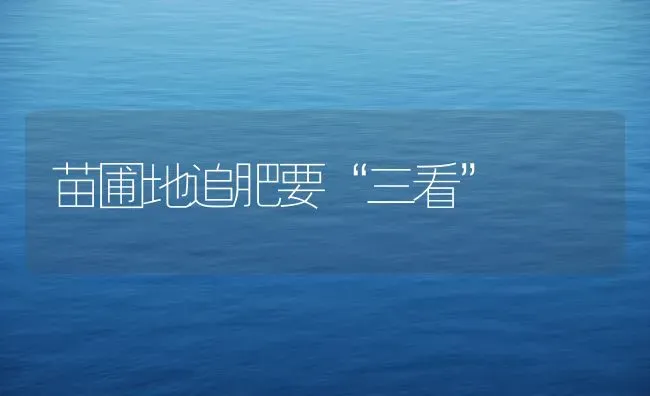 苗圃地追肥要“三看” | 养殖技术大全