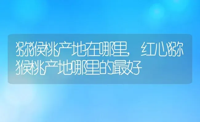猕猴桃产地在哪里,红心猕猴桃产地哪里的最好 | 养殖学堂
