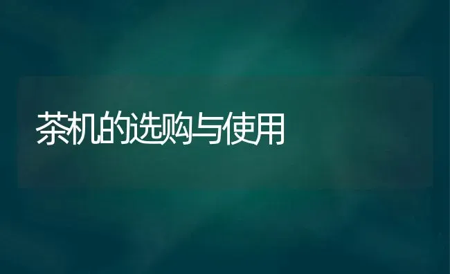 茶机的选购与使用 | 养殖技术大全