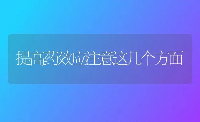 提高药效应注意这几个方面 | 养殖技术大全
