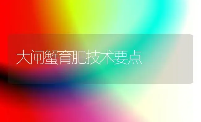 大闸蟹育肥技术要点 | 养殖技术大全