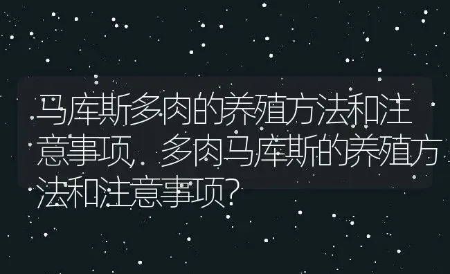 马库斯多肉的养殖方法和注意事项,多肉马库斯的养殖方法和注意事项？ | 养殖科普