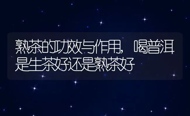 熟茶的功效与作用,喝普洱是生茶好还是熟茶好 | 养殖学堂