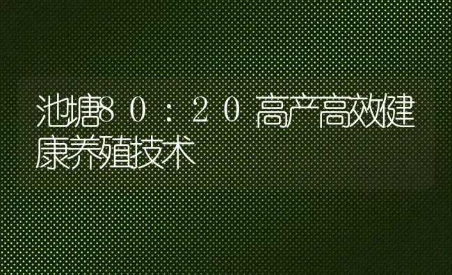 池塘80:20高产高效健康养殖技术 | 养殖技术大全