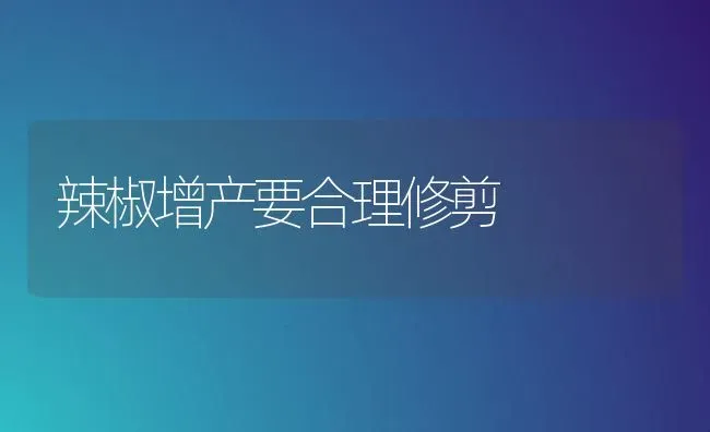 辣椒增产要合理修剪 | 养殖技术大全