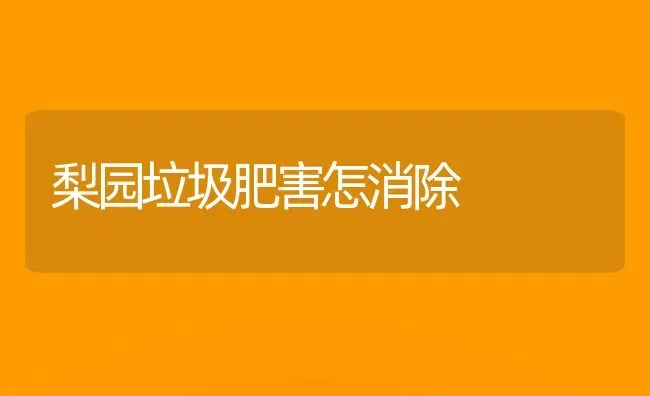 梨园垃圾肥害怎消除 | 养殖技术大全