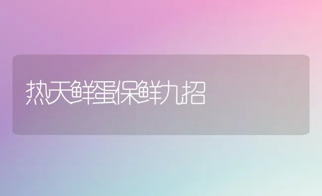 热天鲜蛋保鲜九招 | 养殖知识