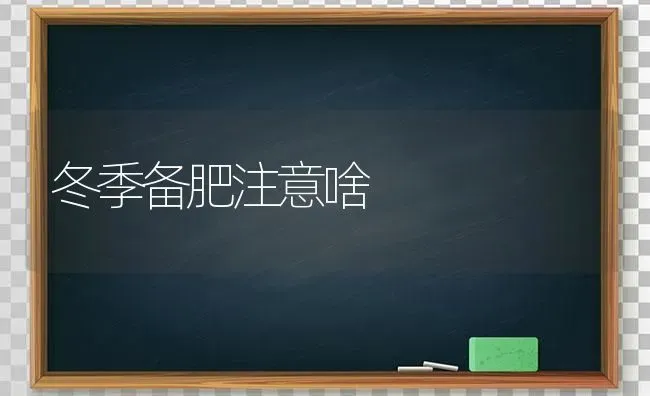 冬季备肥注意啥 | 养殖知识