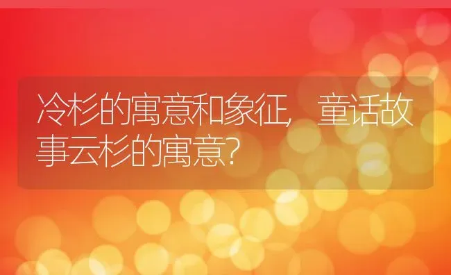冷杉的寓意和象征,童话故事云杉的寓意？ | 养殖科普