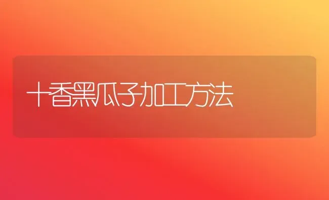 十香黑瓜子加工方法 | 养殖技术大全