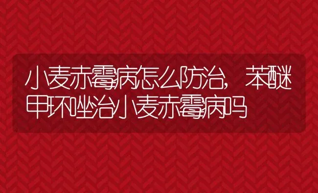 小麦赤霉病怎么防治,苯醚甲环唑治小麦赤霉病吗 | 养殖学堂