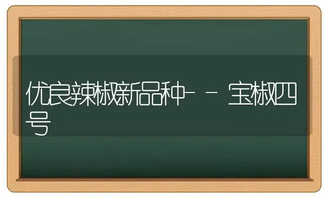 优良辣椒新品种--宝椒四号 | 养殖知识