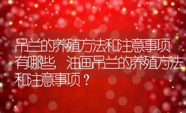 吊兰的养殖方法和注意事项有哪些,油画吊兰的养殖方法和注意事项？ | 养殖科普