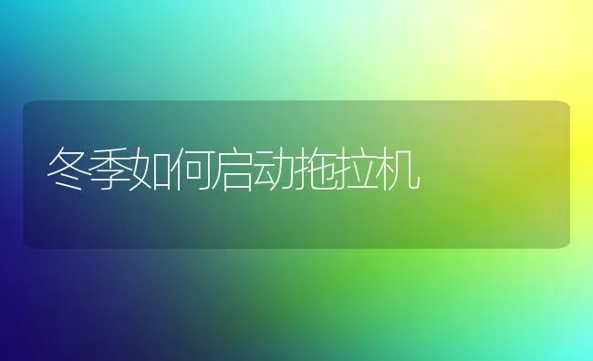 冬季如何启动拖拉机 | 养殖技术大全