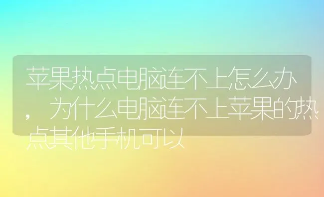 苹果热点电脑连不上怎么办,为什么电脑连不上苹果的热点其他手机可以 | 养殖学堂