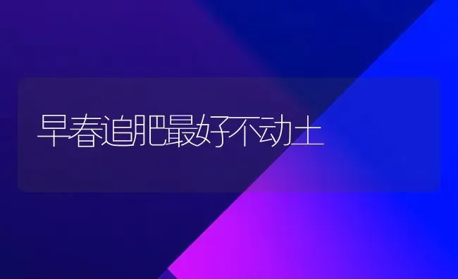 早春追肥最好不动土 | 养殖技术大全