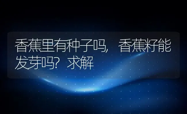 香蕉里有种子吗,香蕉籽能发芽吗?求解 | 养殖学堂