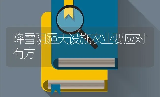 降雪阴霾天设施农业要应对有方 | 养殖知识