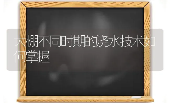 大棚不同时期的浇水技术如何掌握 | 养殖技术大全