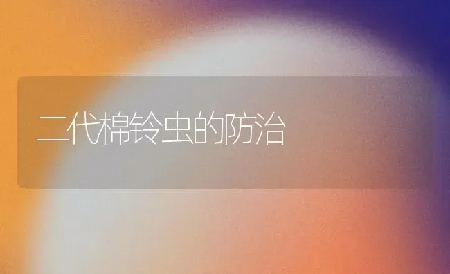 二代棉铃虫的防治 | 养殖知识