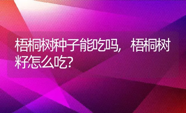 梧桐树种子能吃吗,梧桐树籽怎么吃？ | 养殖科普