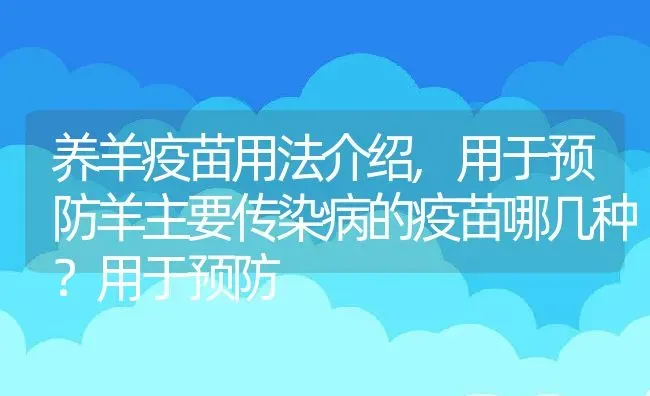 养羊疫苗用法介绍,用于预防羊主要传染病的疫苗哪几种？用于预防 | 养殖学堂