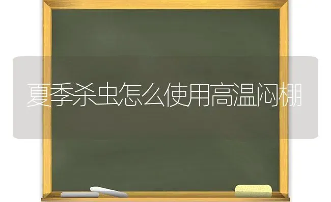 夏季杀虫怎么使用高温闷棚 | 养殖技术大全