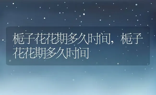 栀子花花期多久时间,栀子花花期多久时间 | 养殖科普
