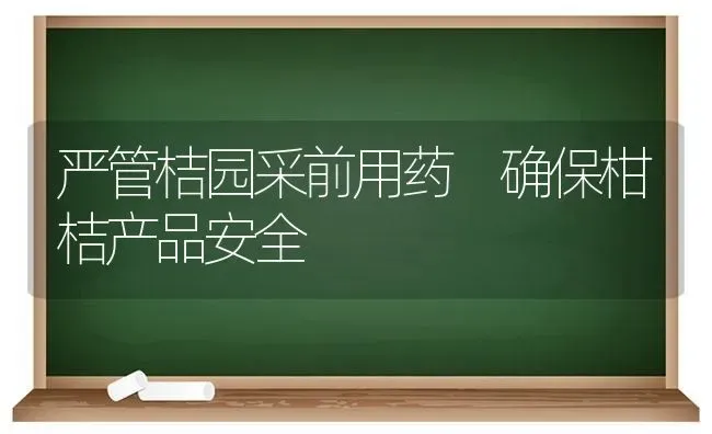 严管桔园采前用药 确保柑桔产品安全 | 养殖知识