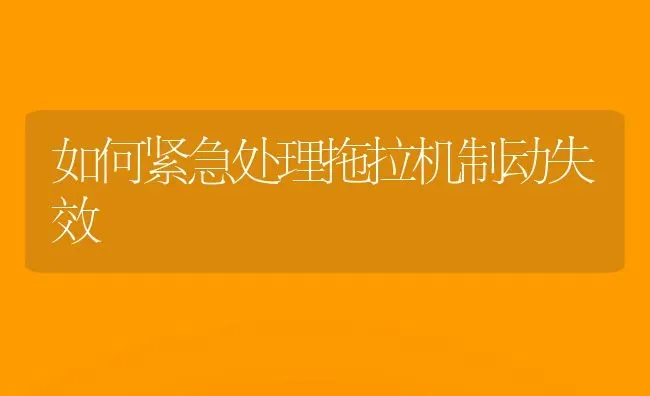 如何紧急处理拖拉机制动失效 | 养殖知识