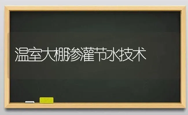 温室大棚渗灌节水技术 | 养殖知识