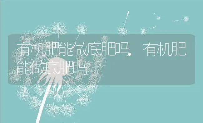 有机肥能做底肥吗,有机肥能做底肥吗 | 养殖科普