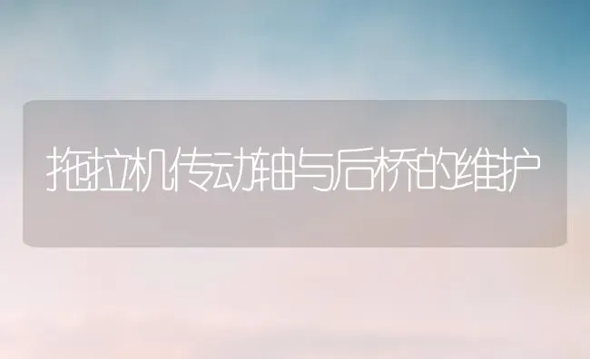 拖拉机传动轴与后桥的维护 | 养殖知识